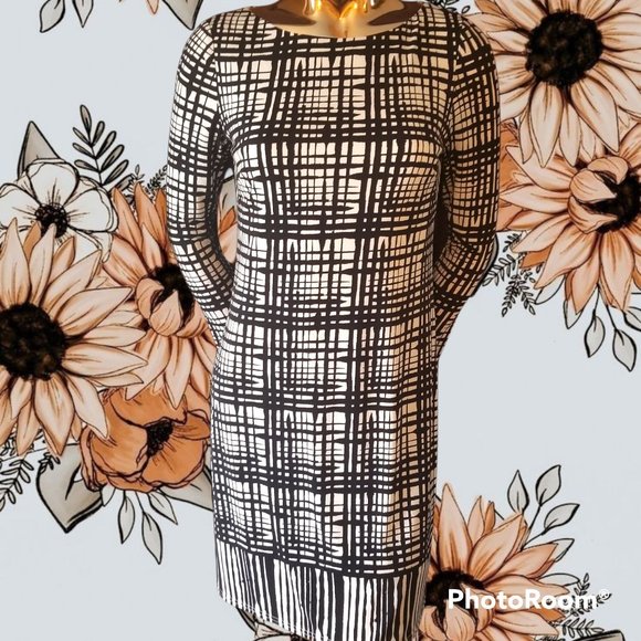 Vince Camuto Dresses & Skirts - Vince Camuto Black & White Grid Shift Dress + 4